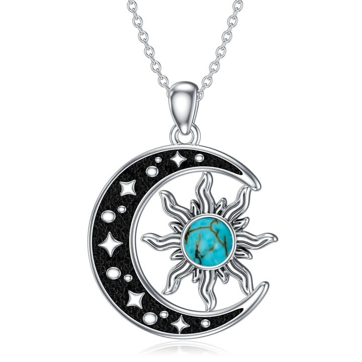 Olivenorma Turquoise Moon Sun Pendant Necklace