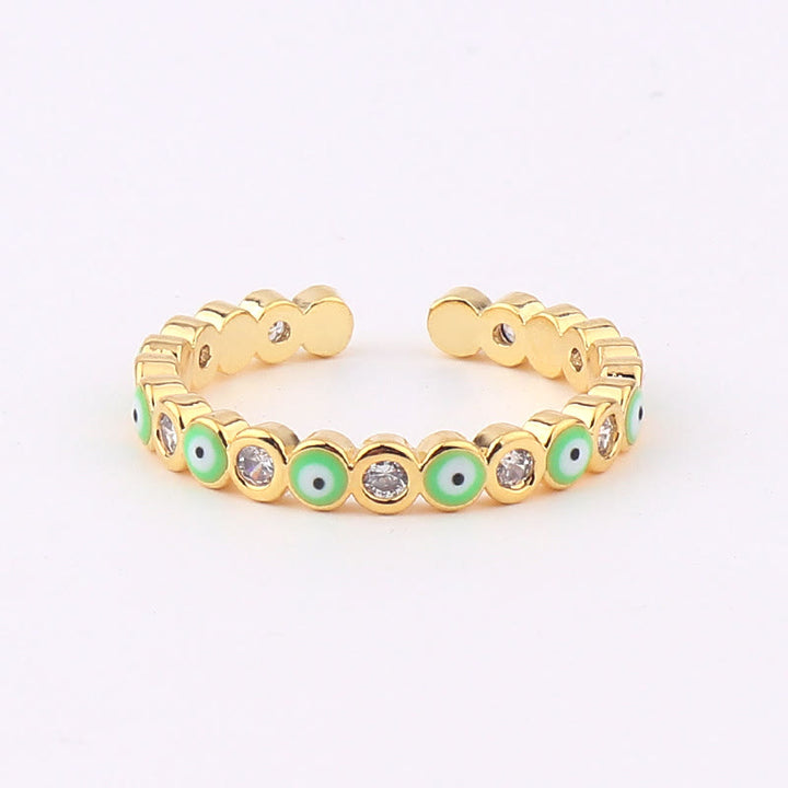 Olivenorma Colorful Evil Eye White Zircon Adjustable Ring