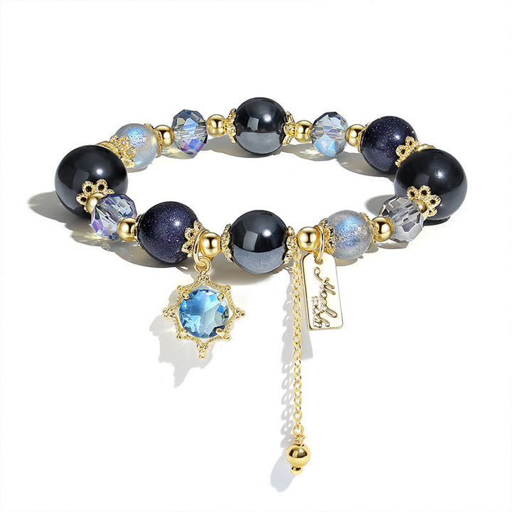 Olivenorma Blue Sandstone Moonstone Obsidian Beaded Bracelet