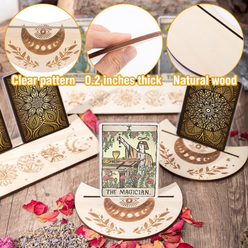 Moon And Eyes Wooden Tarot Card Holder