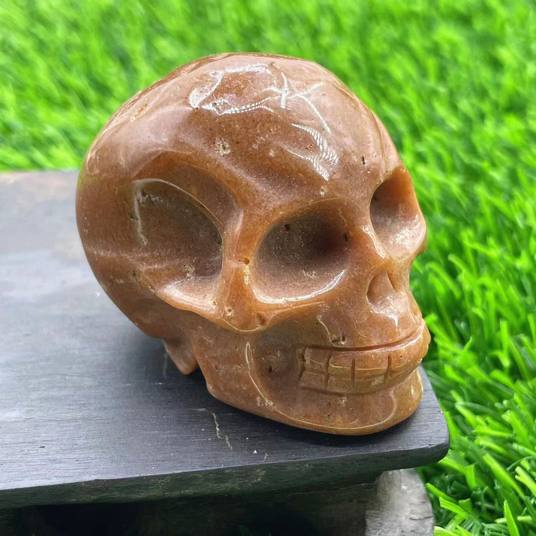 Olivenorma 5cm Carved Natural Crystal Skull Gemstone Decoration - Red Aventurine - image 30