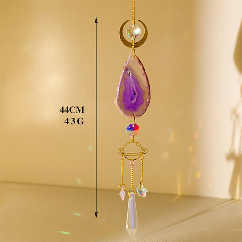 Olivenorma Natural Crystal Agate Chip Suncatcher Wind Chime