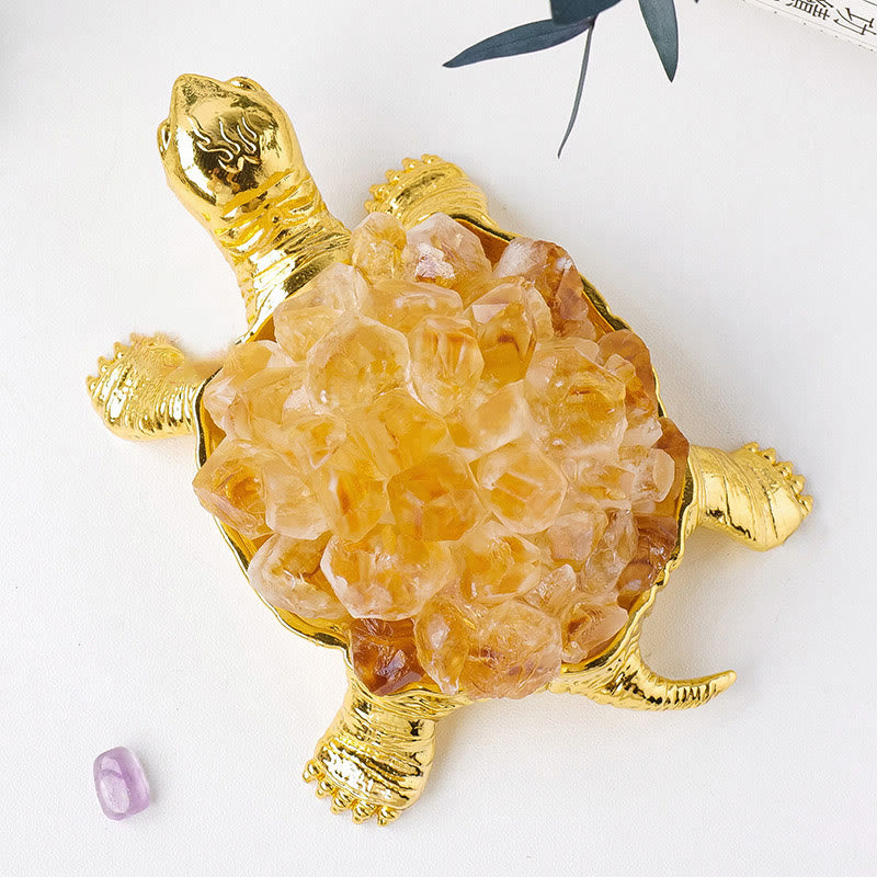 Olivenorma Natural Crystal Cluster Turtle Ornament Lamp Gemstone Decoration