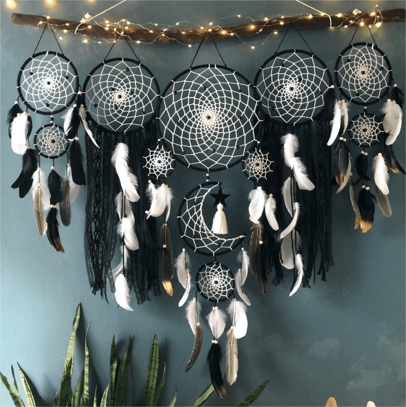 Olivenorma Set Of 5 Feather Moon And Stars Dream Catcher