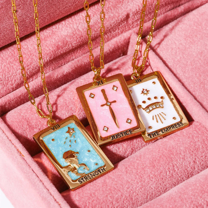 Olivenorma Vintage Tarot Card Square Pendant Titanium Steel Necklace