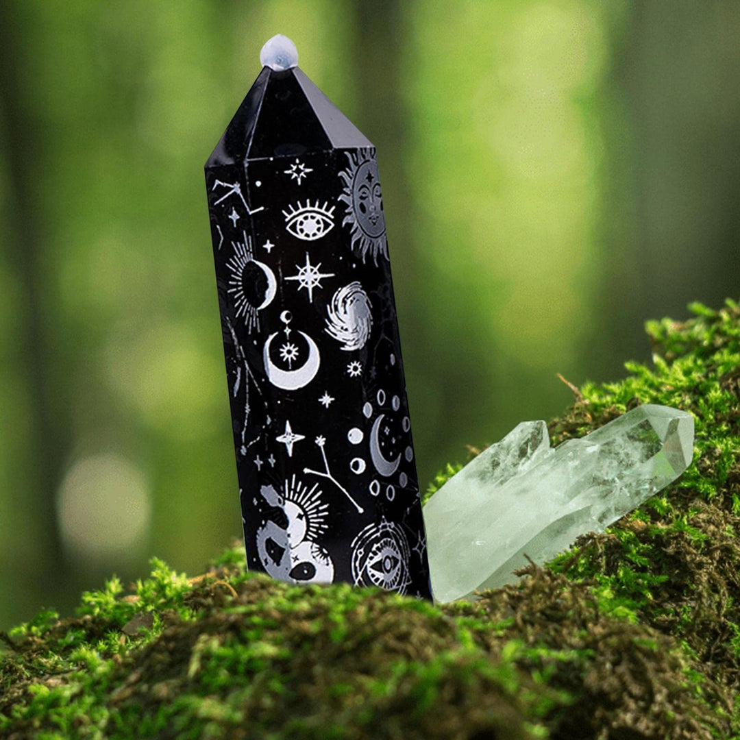 Olivenorma Obsidian Crystal Tower Hexagonal Crystal Wands