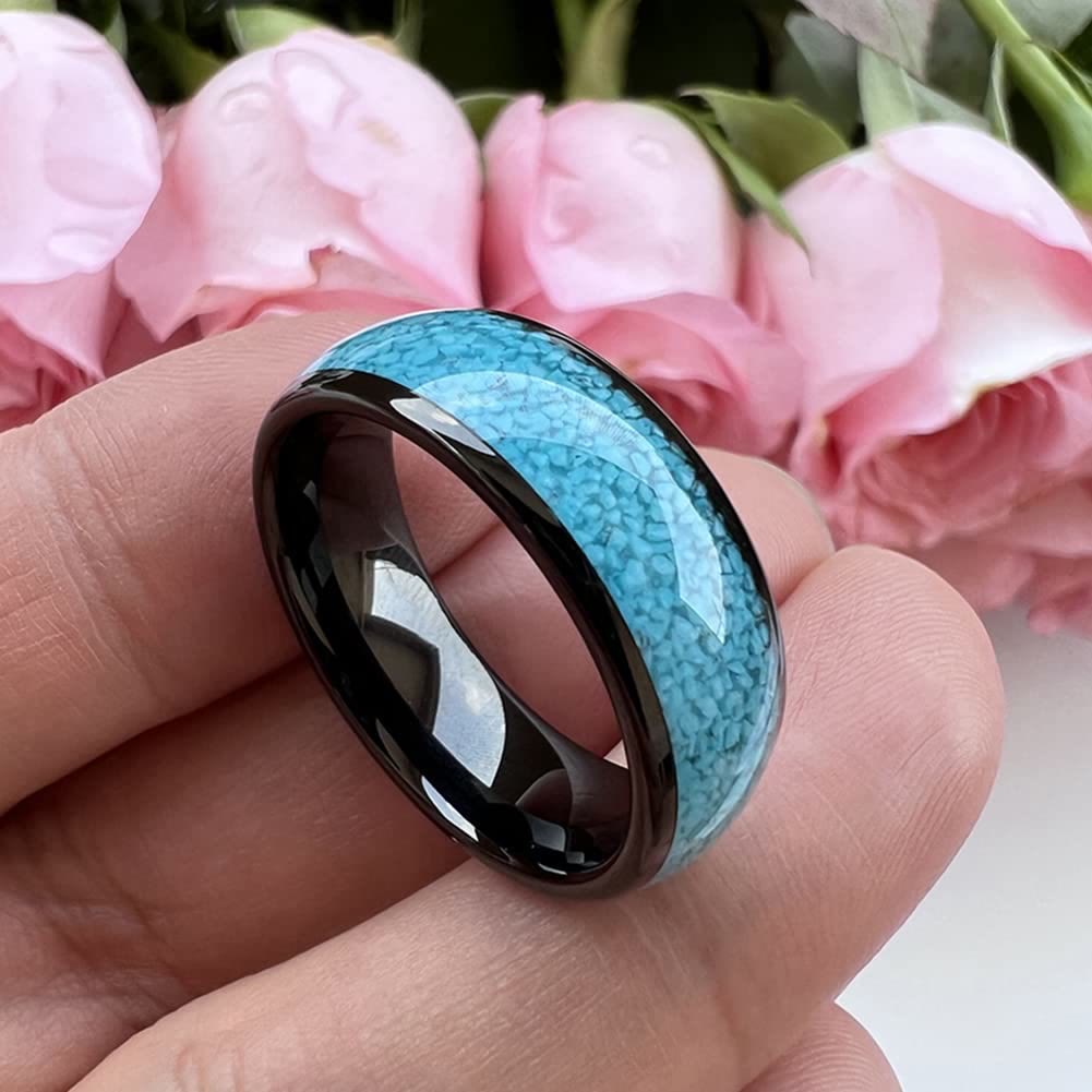 Olivenorma Crushed Turquoise Tungsten Carbide Men Ring