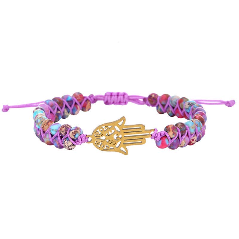 The Spiritual Awareness Purple Emperor Stone Hamsa Bracelet