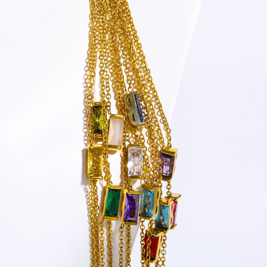 Olivenorma Simple Rectangular Birthstone Pendant Stainless Steel  Gift Card Necklace - image 46