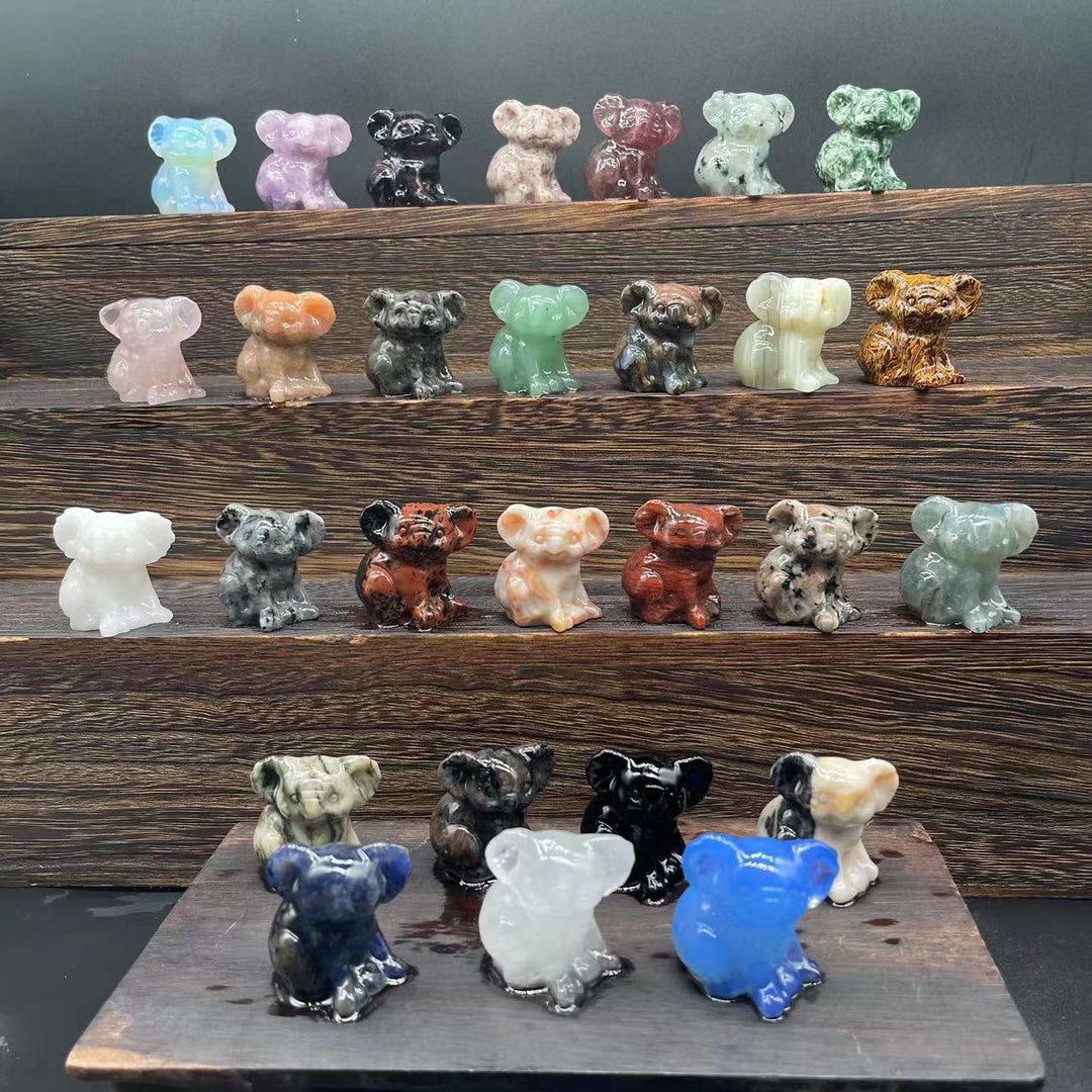 Olivenorma 1.2 Inches Carved Cute Koala Figurine Gemstone Decoration - image 45