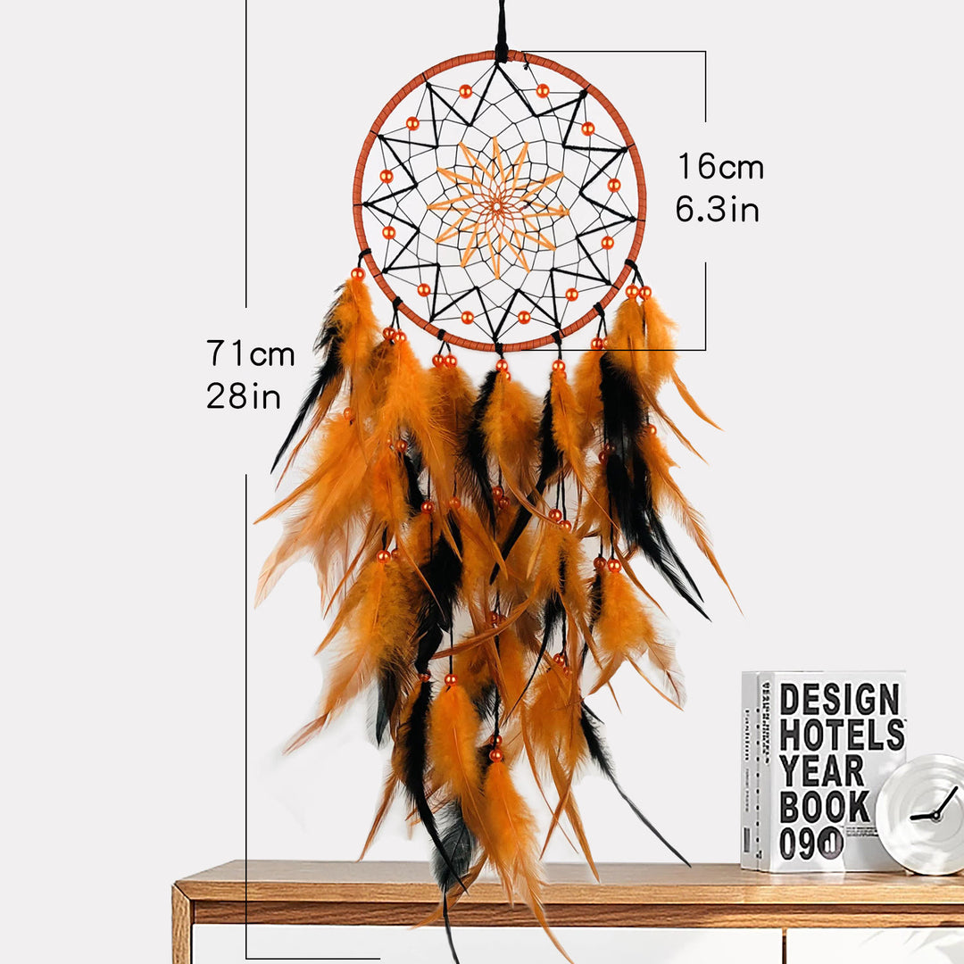 Olivenorma Acrylic Beads Orange Feather Handmade Halloween Dream Catcher