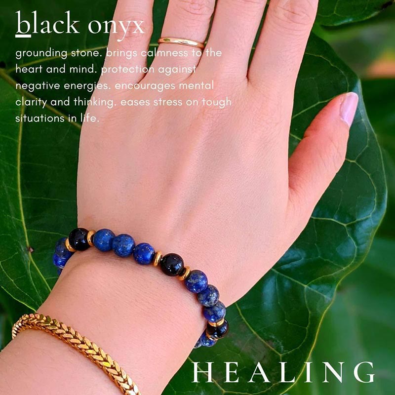 Olivenorma "Healing Trust" Lapis Lazuli Black Onyx Bracelet