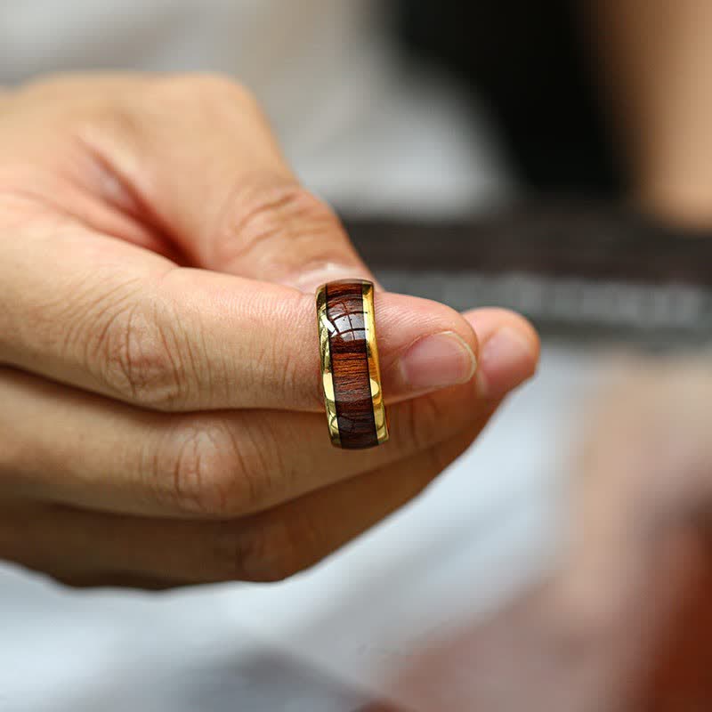 Olivenorma Koa Wood and Abalone Shell Tungsten Carbide Ring - image 29
