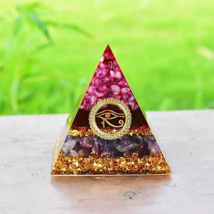 Olivenorma Pink Crystal Amethyst Eye Of Horus Orgone Pyramid