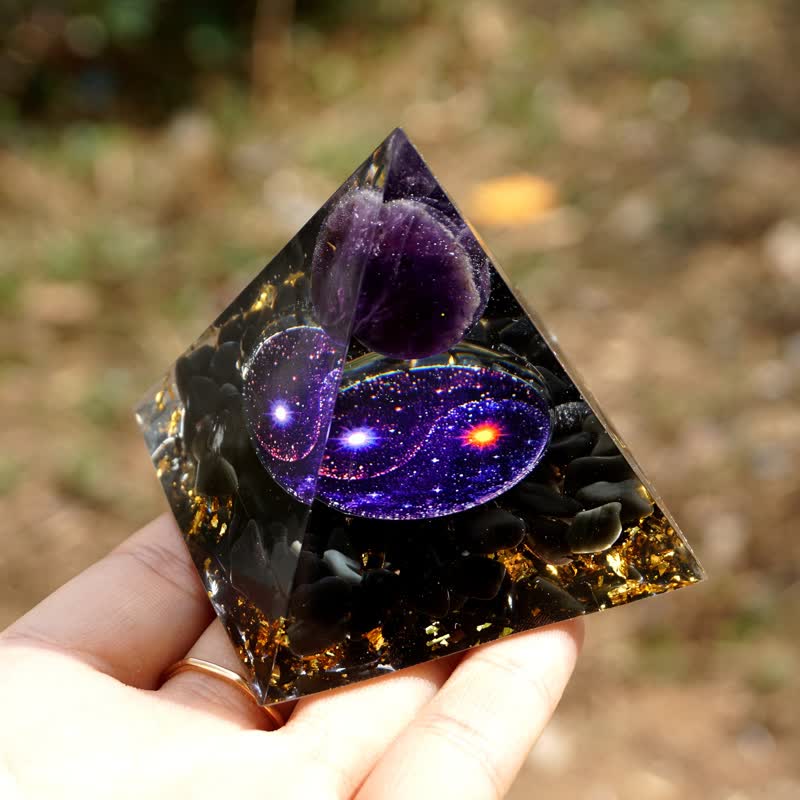 Olivenorma Yin And Yang Obsidian Orgone Pyramid