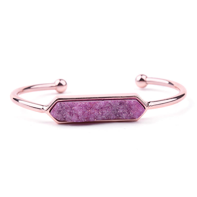 Olivenorma Natural Crystal Cluster Metal Copper Cuff Bracelet