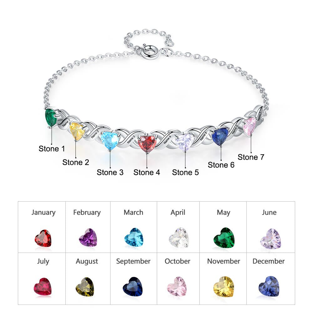 Olivenorma Custom Engraved Mothers Birthstone Bracelet