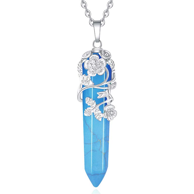 Olivenorma Natural Crystal Hexagonal Column Necklace