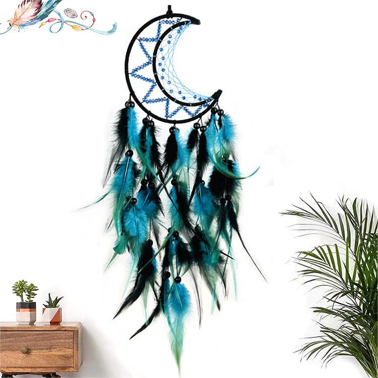 Olivenorma Purple Blue Beaded Black Feather Dream Catcher