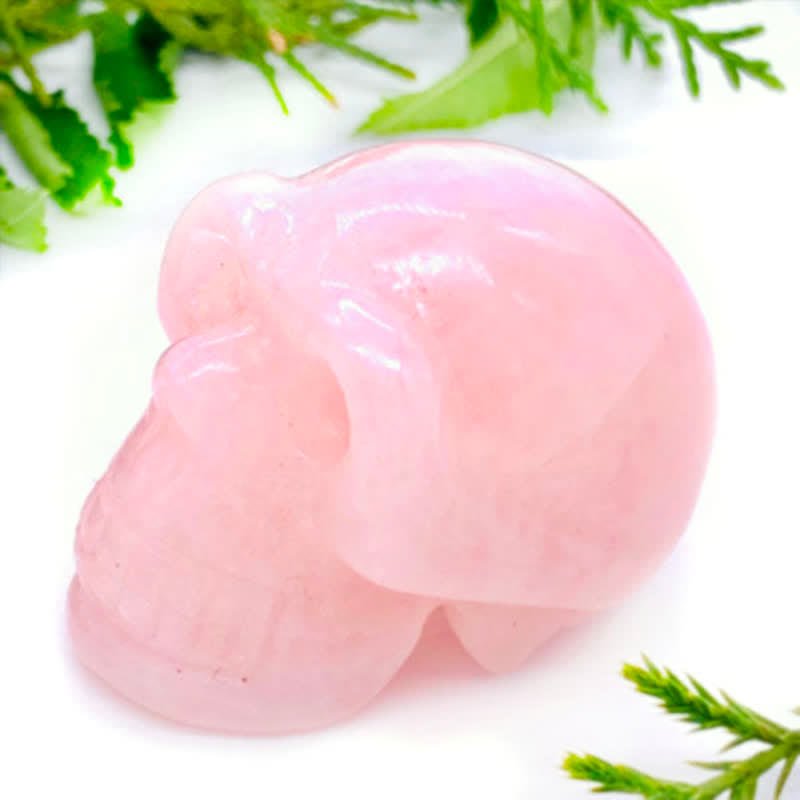 Rose Quartz Crystal Skull Decoration