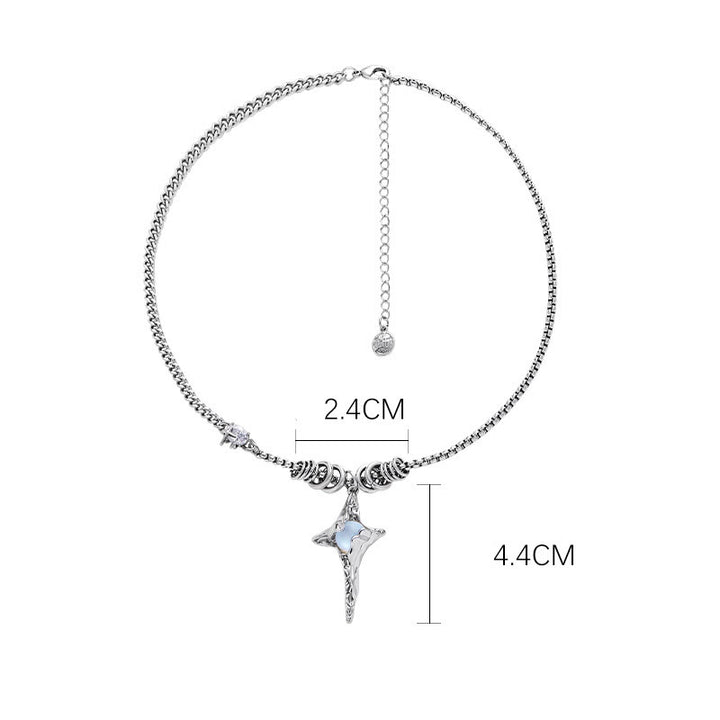 Olivenorma Moonstone Pleated Star Pendant Alloy Necklace