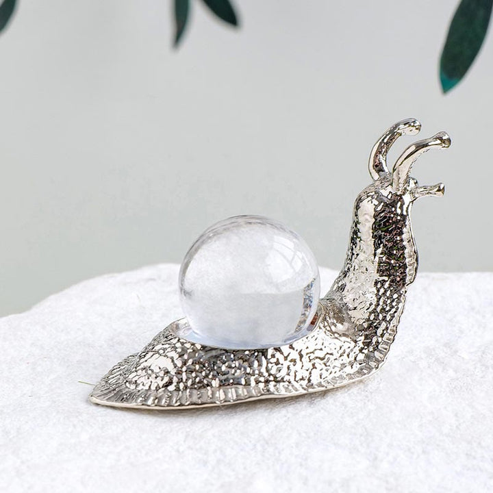 Olivenorma Natural Crystal Ball Holder Small Snail Gemstone Decoration