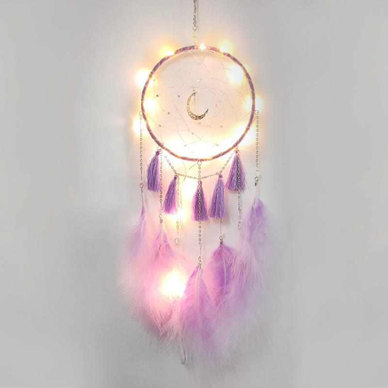 Olivenorma Fairy White Feather Moon Pendant Dream Catcher - image 6