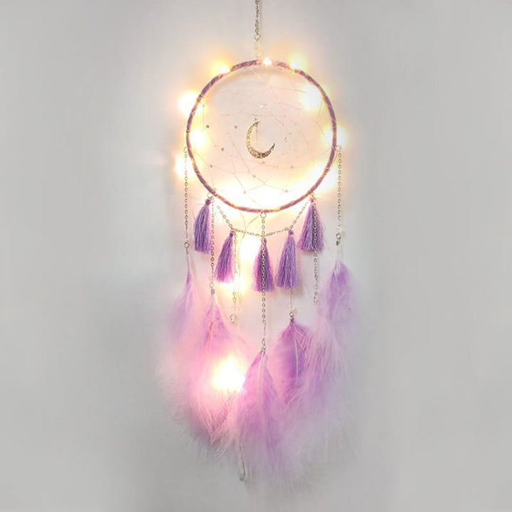 Olivenorma Fairy White Feather Moon Pendant Dream Catcher