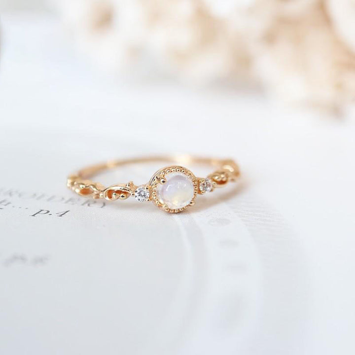 Olivenorma Natural Moonstone Zircon Delicate Ring