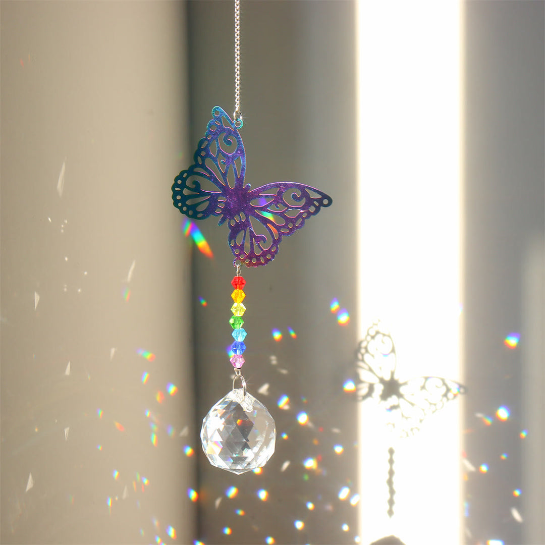 Olivenorma Clear Crystal Hanging Chakra Beads Wind Chime Suncatcher - Color Leaning Butterfly - image 38