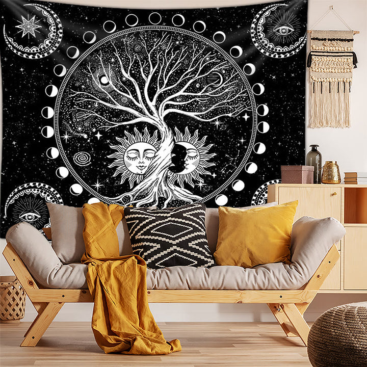 Olivenorma Black White Tree Of Life Tapestry