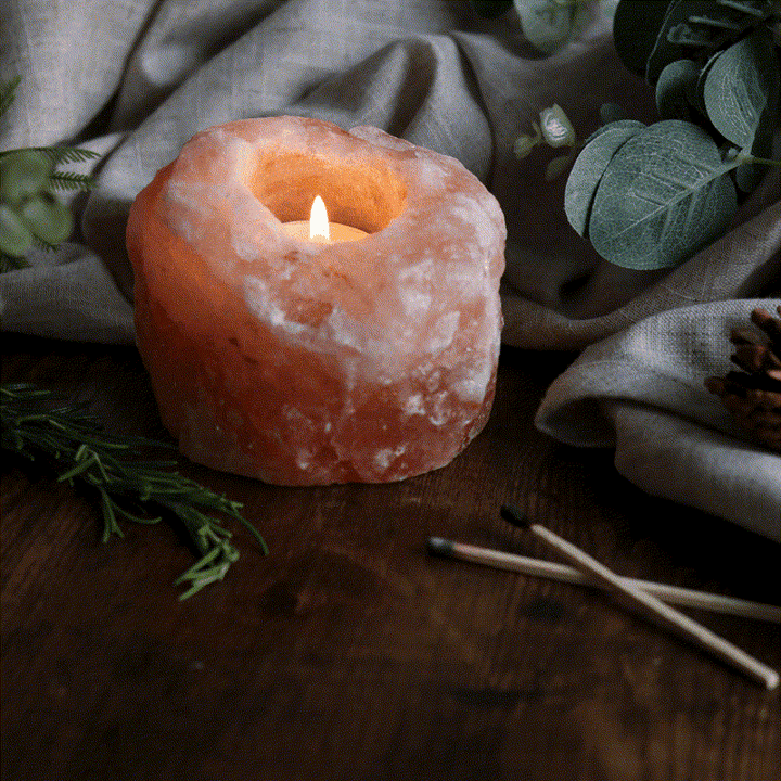 Olivenorma Romantic Hand Carved Candle Holder Himalayan Pink Salt Lamp