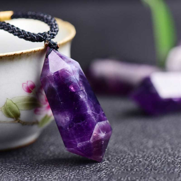 Olivenorma Natural Crystal Amethyst Healing Necklace