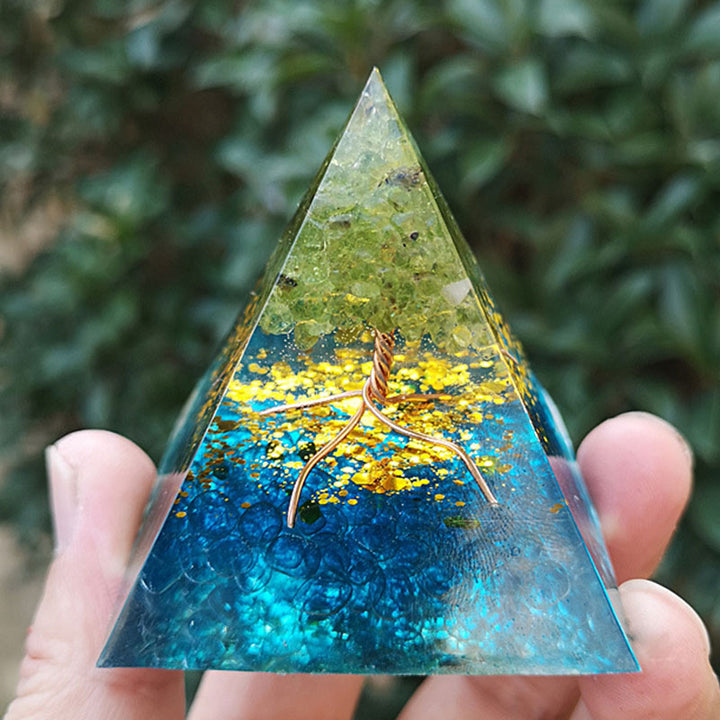 (Clearance 30% OFF / CODE: OFF30) - Olivenorma Aquamarine Peridot Tree Of Life Orgone Pyramid