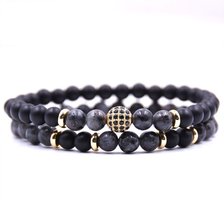 Olivenorma Natural Crystal Two Layer Beaded Men Bracelet