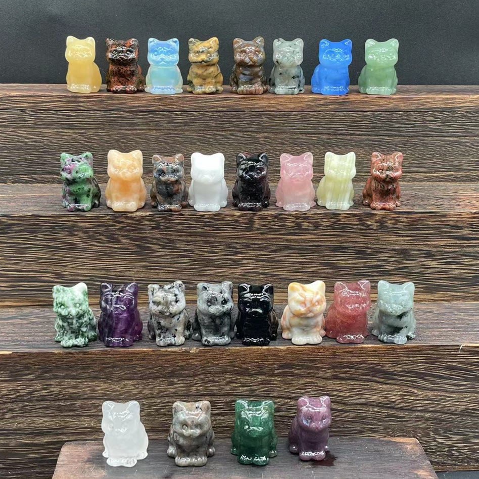 Olivenorma Natural Stone 1.2 Inch Cute Kitten Gemstone Decoration - image 0