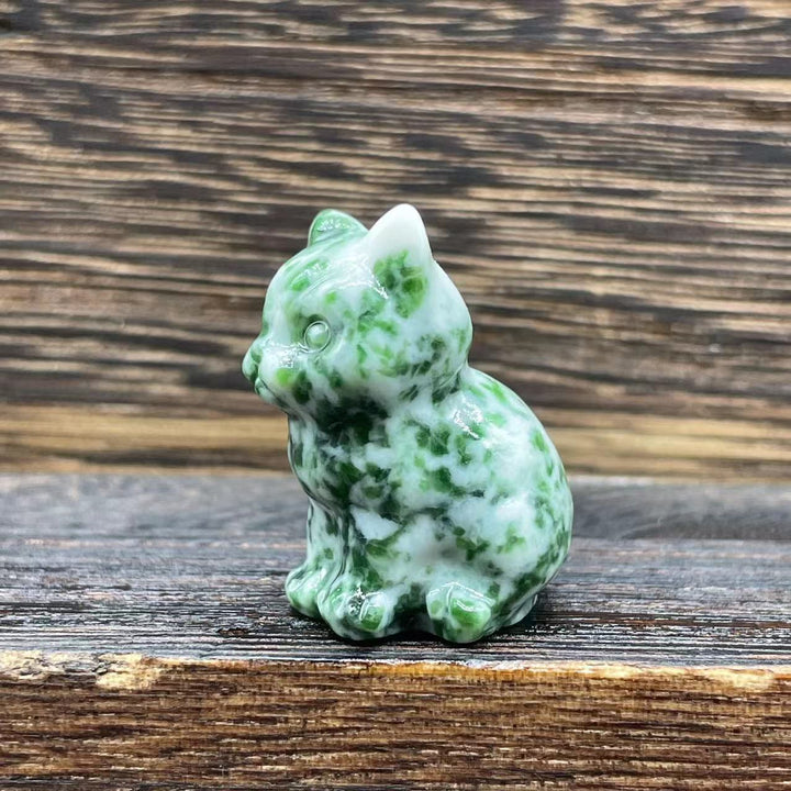 Olivenorma Natural Stone 1.2 Inch Cute Kitten Gemstone Decoration - Green Jade - image 31