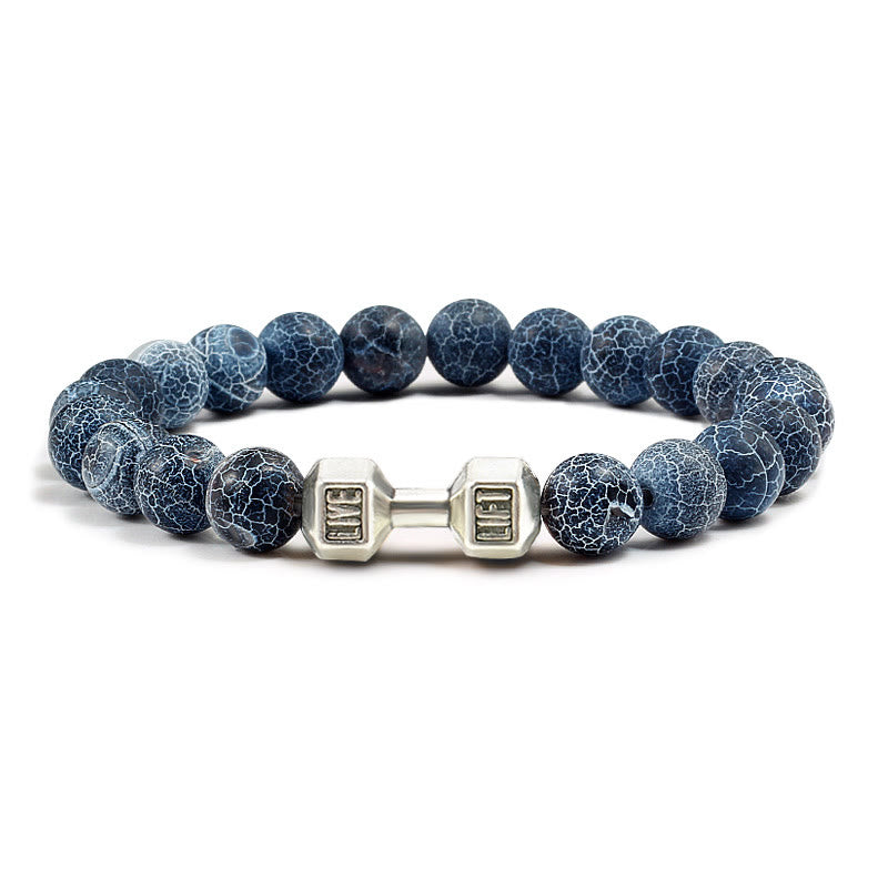 Olivenorma "Live Life" Dumbbells Natural Stone Beads Bracelet - Sodalite - Silver Barbell - 21cm - image 40
