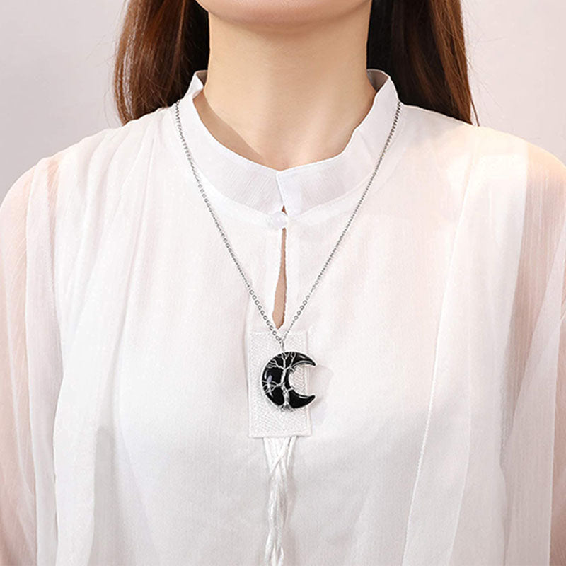 Olivenorma Natural Chakra Moon Necklace