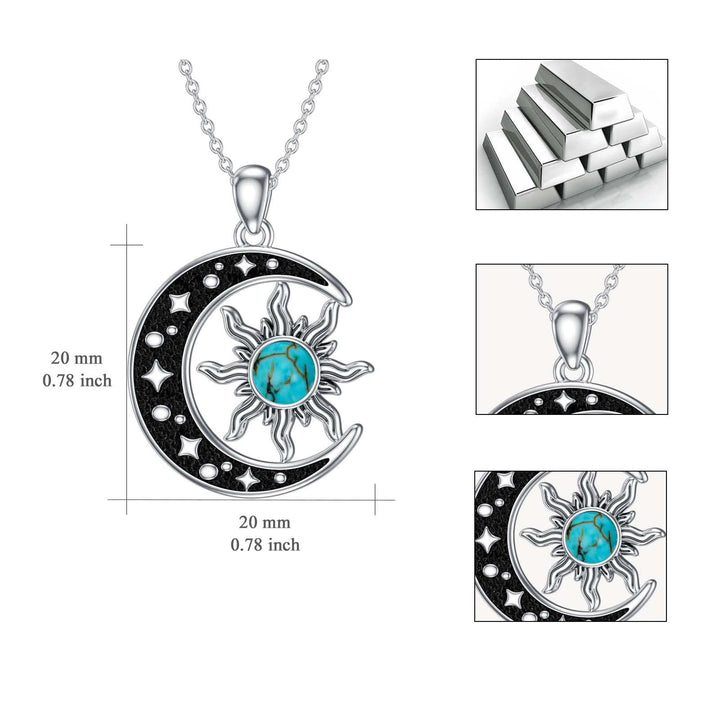 Olivenorma Turquoise Moon Sun Pendant Necklace