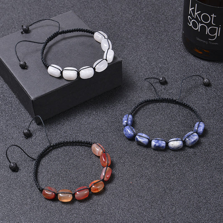 Olivenorma 7 Chakra Crystal Gemstone Bead Braided Wrap Men Bracelet  - image 22