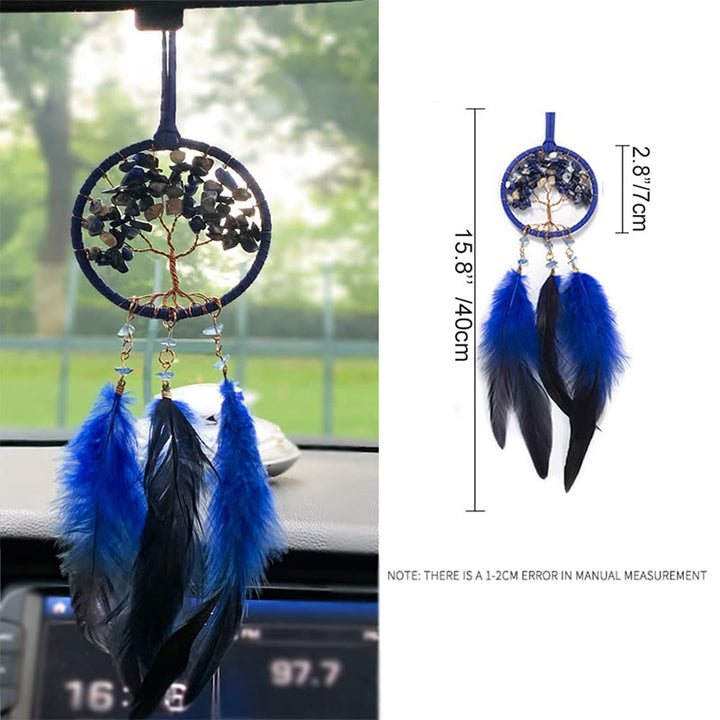 Olivenorma Crystal Tree of Life Feather Dreamcatcher Car Ornament