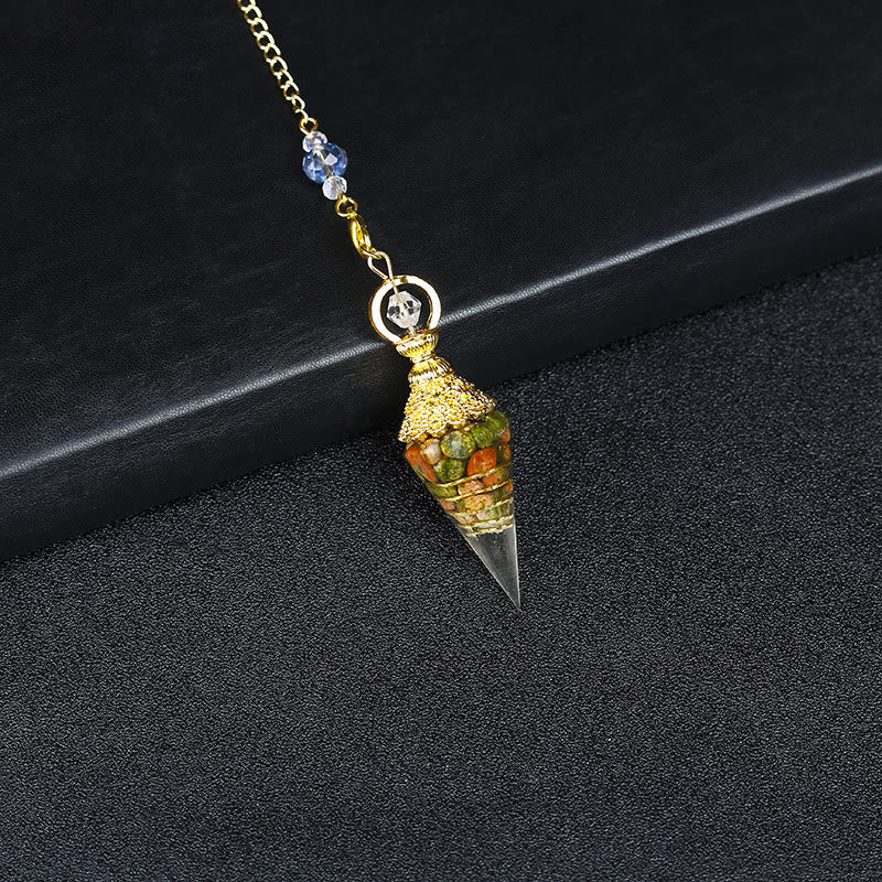 Olivenorma Natural Crystal Resin Hexagonal Pyramid Pendulum