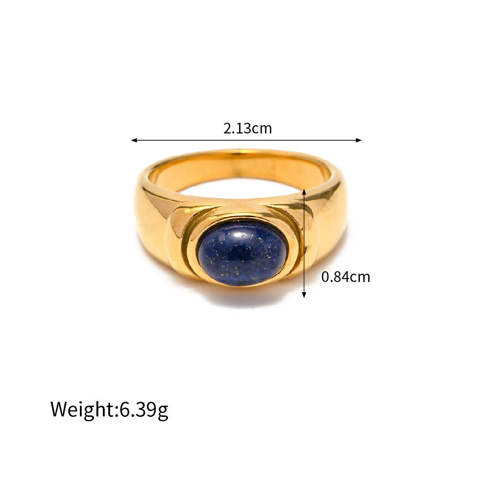 Olivenorma Court Vintage Titanium Steel Lapis Lazuli Ring Set