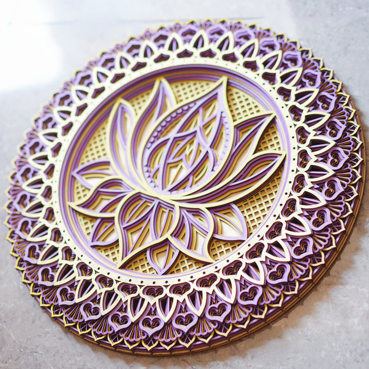 Olivenorma Pink Lotus Mandala 3D Engraving Wall Decor