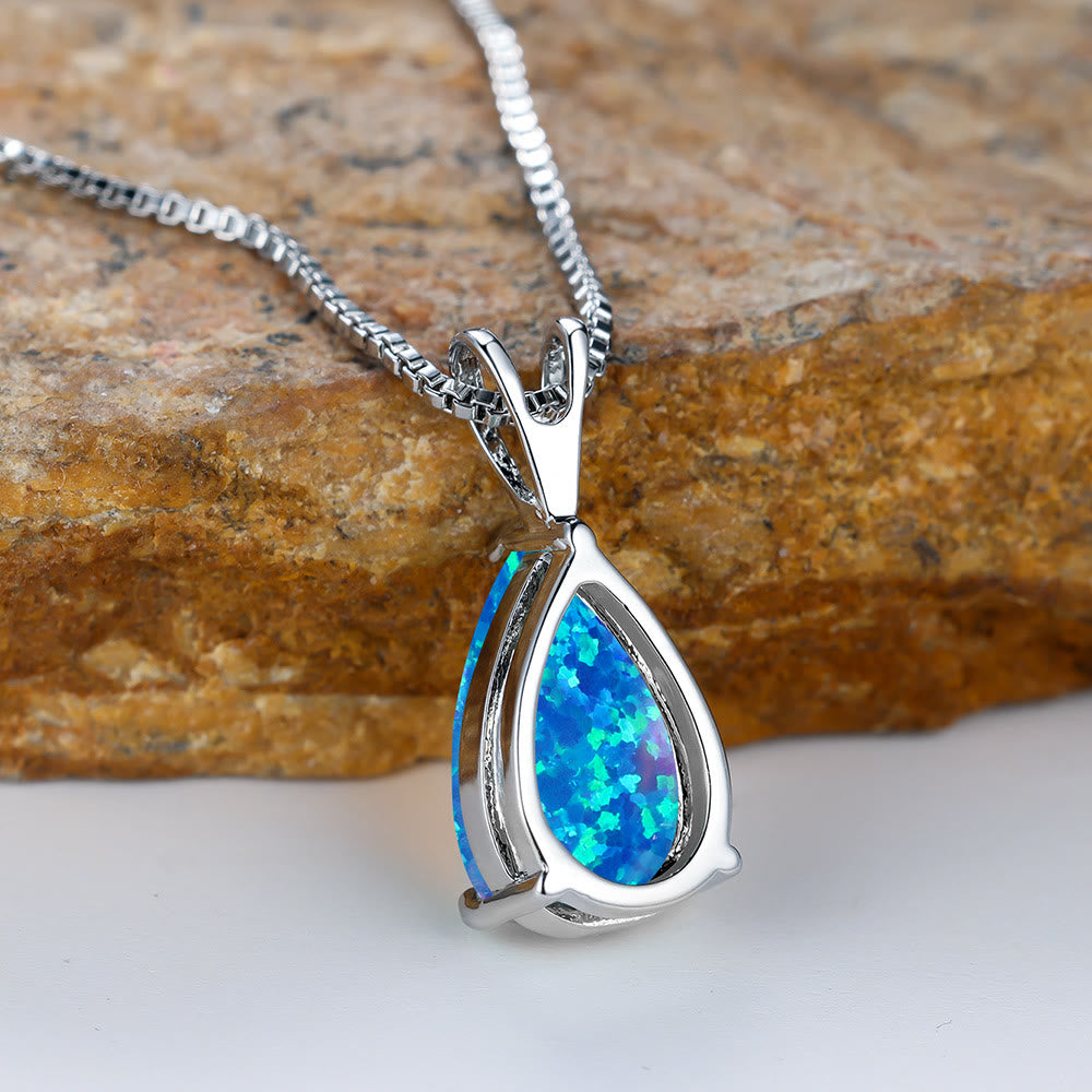 Olivenorma Synthetic Opal Water Drop Pendant Simple Necklace