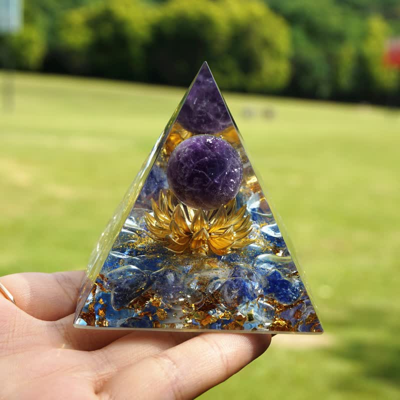 Olivenorma Amethyst Sphere Lapis Lazuli Lotus Orgone Pyramid