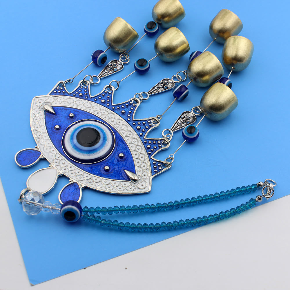 Olivenorma Turkish Blue Evil Eye With 7 Bells Wall Decor