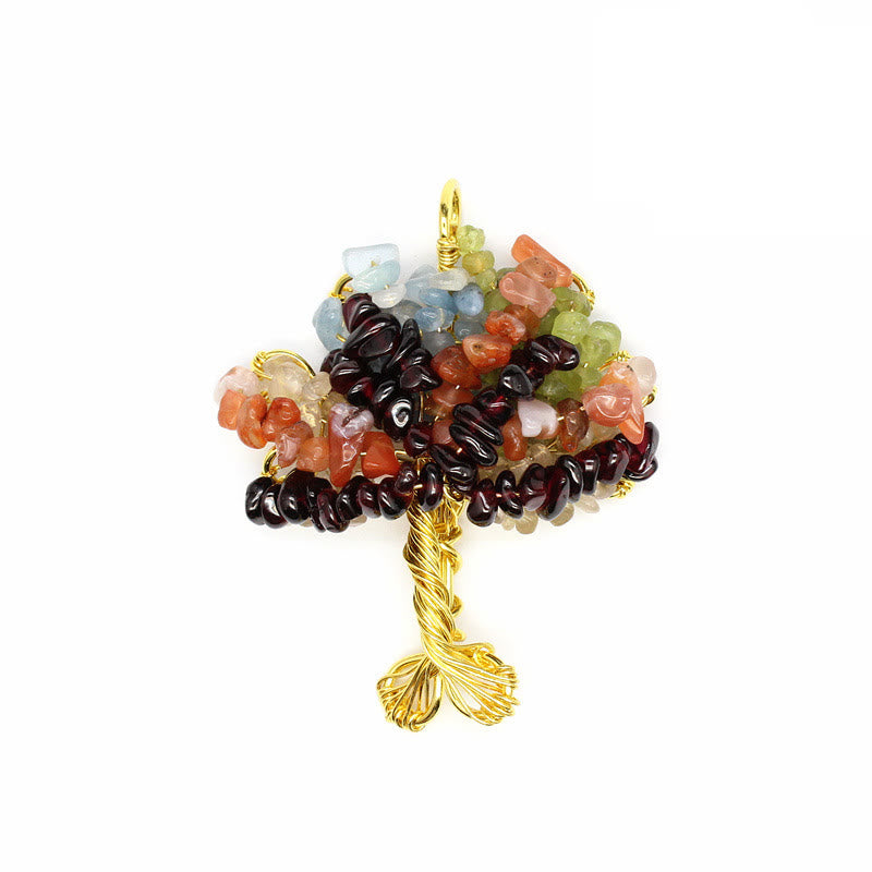 Olivenorma Crystal Gravel Chakra Tree Of Life Necklace Pendant