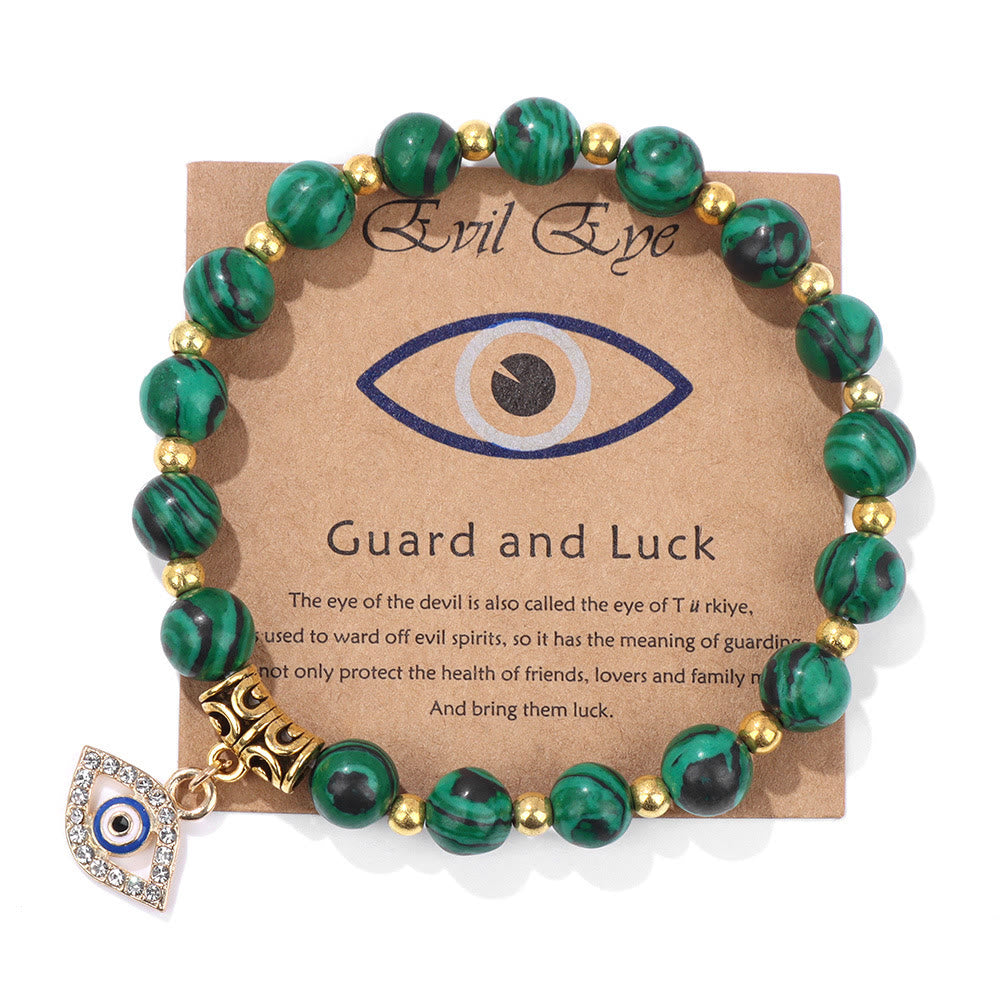 Olivenorma Natural Stone Bead Evil Eye Pendant Bracelet